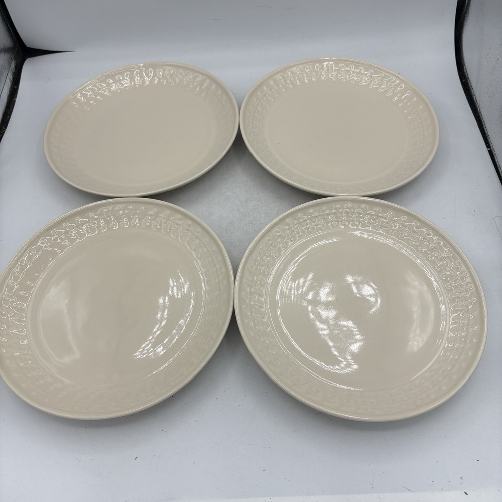 Threshold Salad Plates 8 3/8"‎ Fairlee Creme Color Raised Edge Lot Set of 4